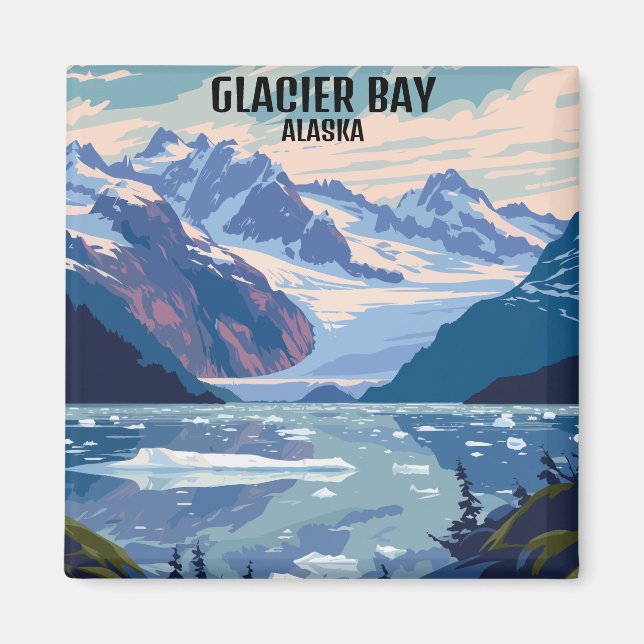Glacier Bay National Park Alaska Vintage Travel Magnet (Front)