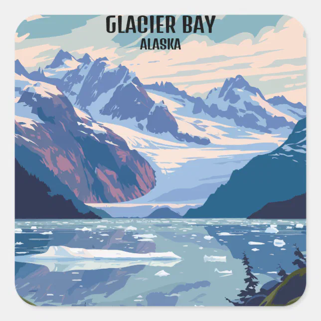 Glacier Bay National Park Alaska Vintage Travel Square Sticker | Zazzle