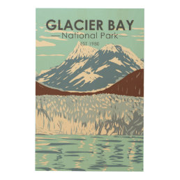 Glacier Bay National Park Alaska Vintage  Wood Wall Art