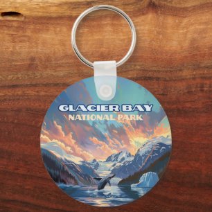 Glacier Bay National Park Alaska Whale Vintage Keychain