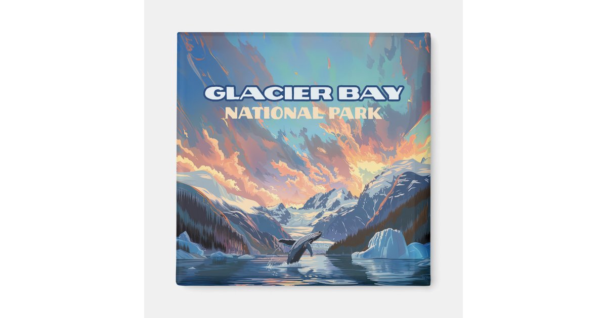 Glacier Bay National Park Alaska Whale Vintage Magnet | Zazzle