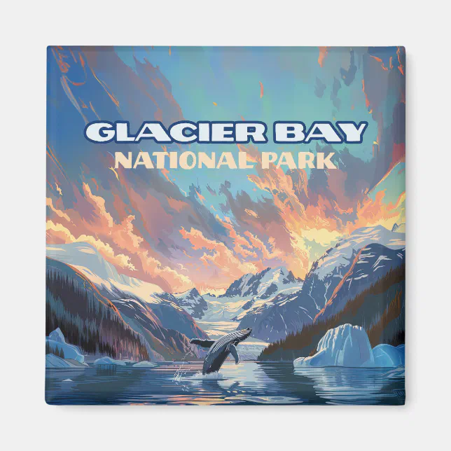 Glacier Bay National Park Alaska Whale Vintage Magnet | Zazzle