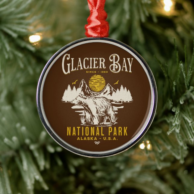 Glacier Bay National Park Cute Forest Landscape Metal Ornament (Tree)