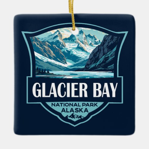 Glacier Bay National Park Illustration Retro Ceramic Ornament