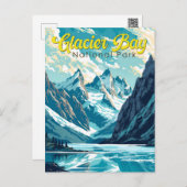 Glacier Bay National Park Illustration Retro Postcard (Front/Back)