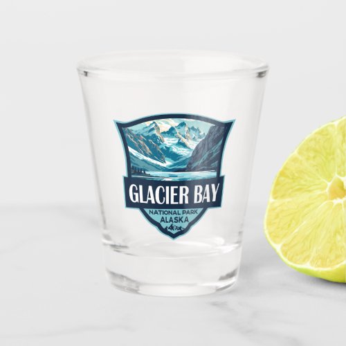 Glacier Bay National Park Illustration Retro Shot Glass