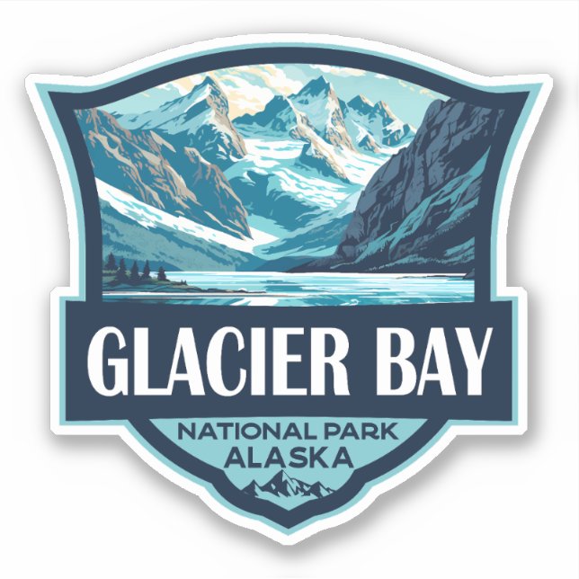Glacier Bay National Park Illustration Retro Sticker (Front)
