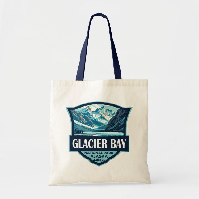 Glacier Bay National Park Illustration Retro Tote Bag (Front)