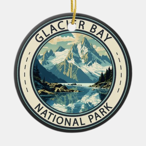 Glacier Bay National Park Illustration Travel Art Ceramic Ornament