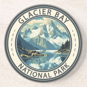 Glacier Bay National Park Illustration Travel Art Coaster