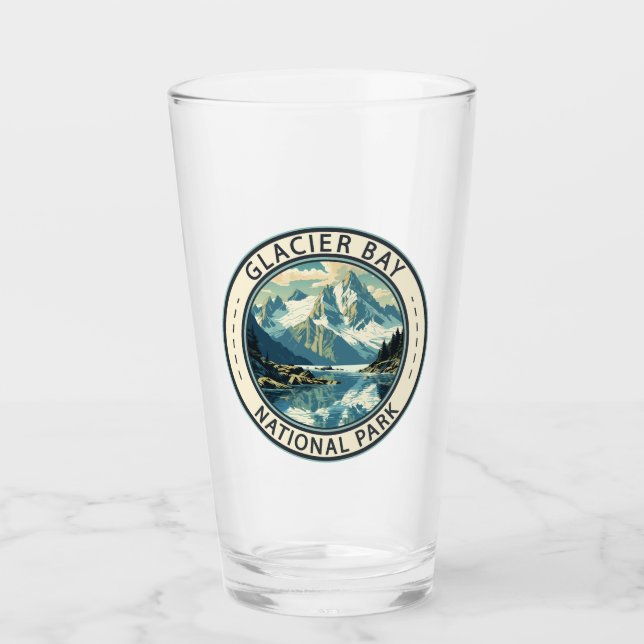Glacier Bay National Park Illustration Travel Art Glass (Front)