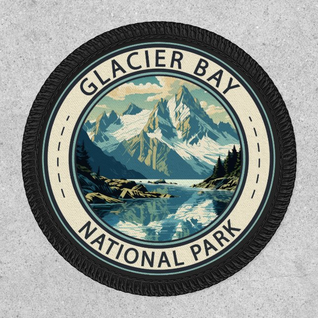 Glacier Bay National Park Illustration Travel Art Patch (Front)