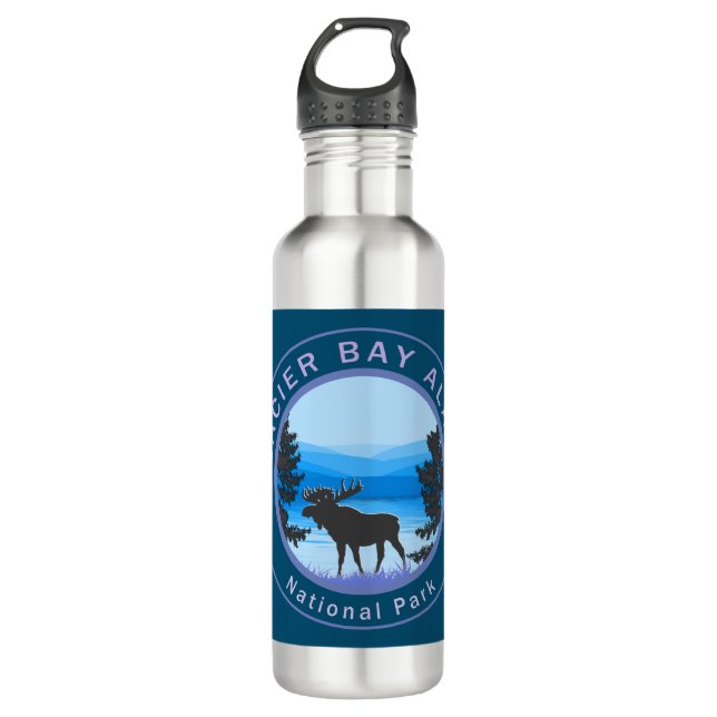 Glacier Bay National Park Moose Stainless Steel Water Bottle (Front)