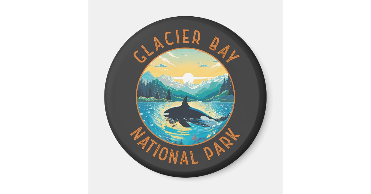 Glacier Bay National Park Orca Distressed Circle Magnet | Zazzle