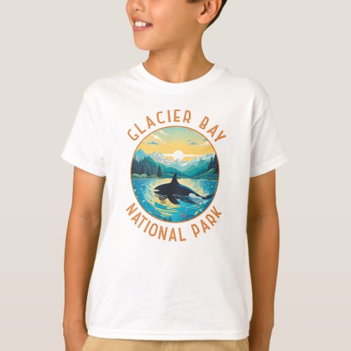 Glacier Bay National Park Orca Distressed Circle T_Shirt