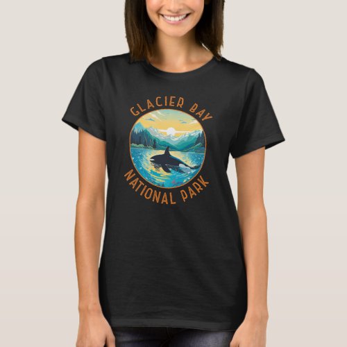 Glacier Bay National Park Orca Distressed Circle T_Shirt
