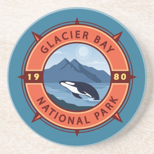 Glacier Bay National Park Orca Retro Compass  Coaster