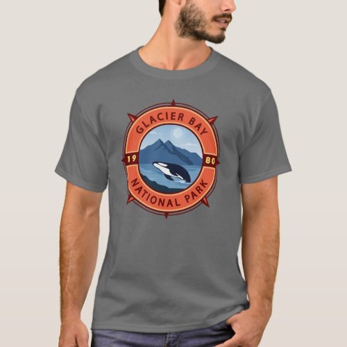 Glacier Bay National Park Orca Retro Compass T_Shirt