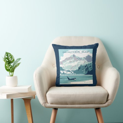 Glacier Bay National Park  Orca Throw Pillow