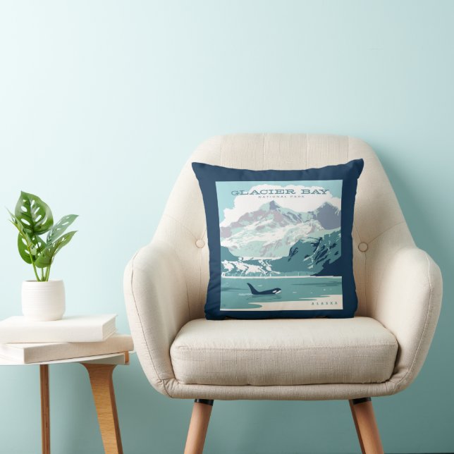 Glacier Bay National Park | Orca Throw Pillow (Chair)