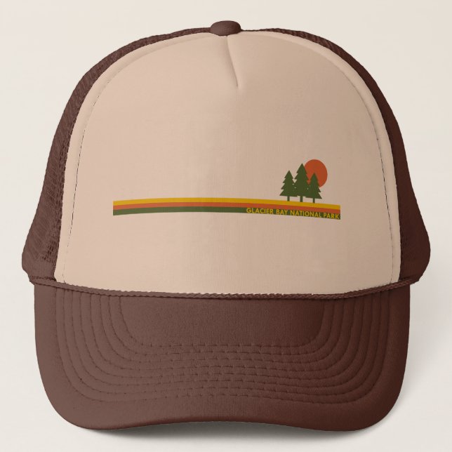 Glacier Bay National Park Pine Trees Sun Trucker Hat (Front)