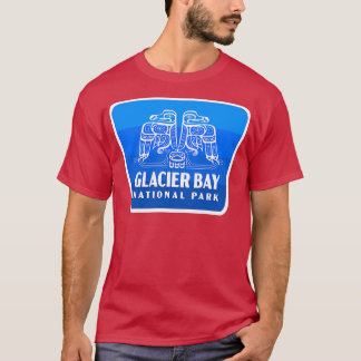 Glacier Bay National Park Retro Bird Badge Blue T-Shirt