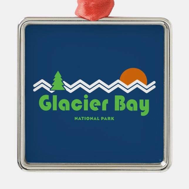 Glacier Bay National Park Retro Metal Ornament (Front)