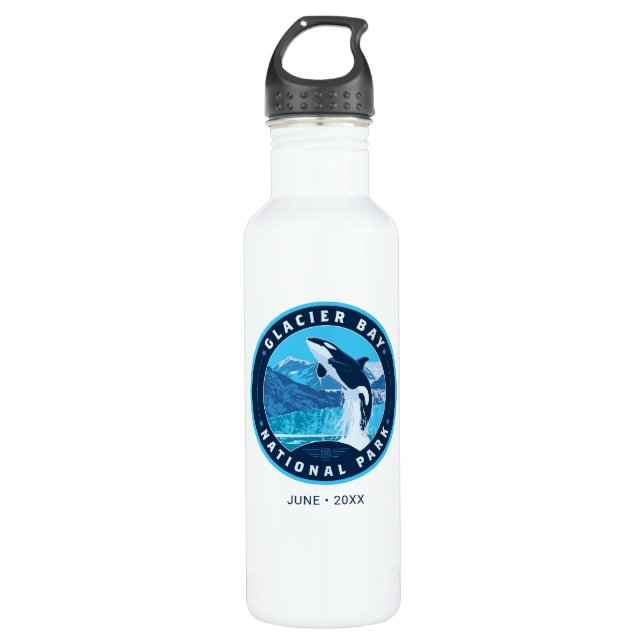Glacier Bay National Park Stainless Steel Water Bottle (Front)