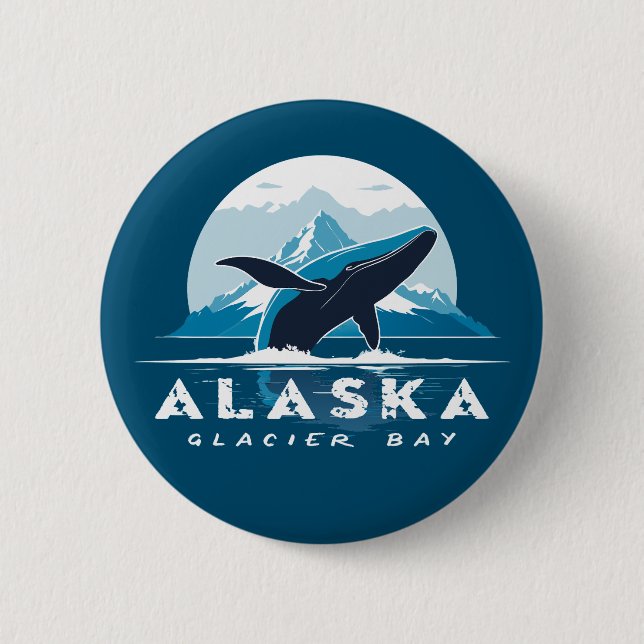 Glacier Bay Whale - Alaska Button (Front)
