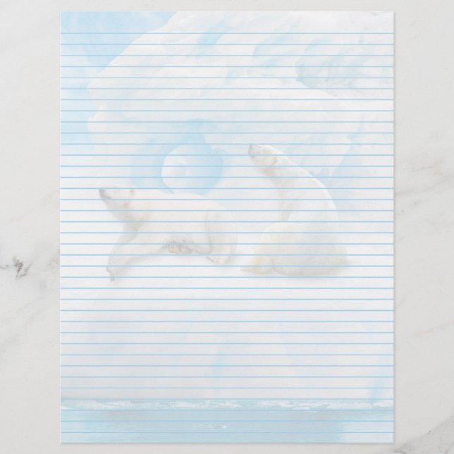 Glacier Bears Lined - 8.5" x 11" Stationery Sheet (Front)