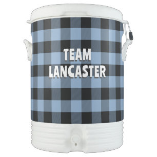 Glacier Blue and Black Buffalo Plaid Beverage Cooler