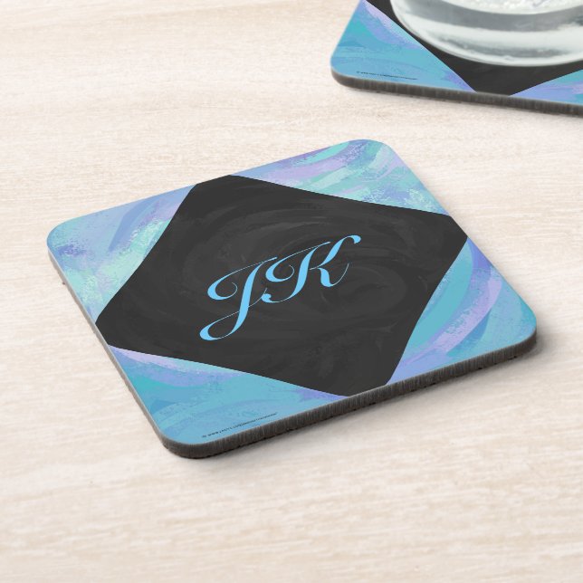 Glacier Blue Monogram Drink Coaster (Left Side)