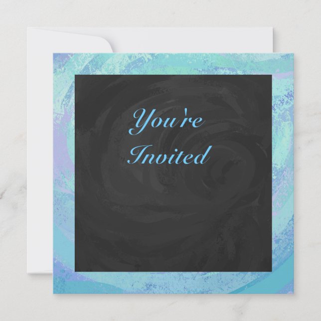 Glacier Blue Monogram Invitation (Front)