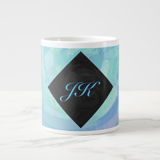 Glacier Blue Monogram Large Coffee Mug (Front)