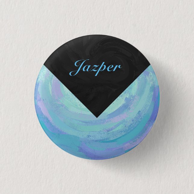 Glacier Blue Monogram Pinback Button (Front)