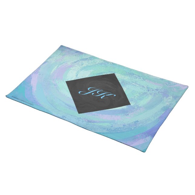 Glacier Blue Monogram Placemat (On Table)