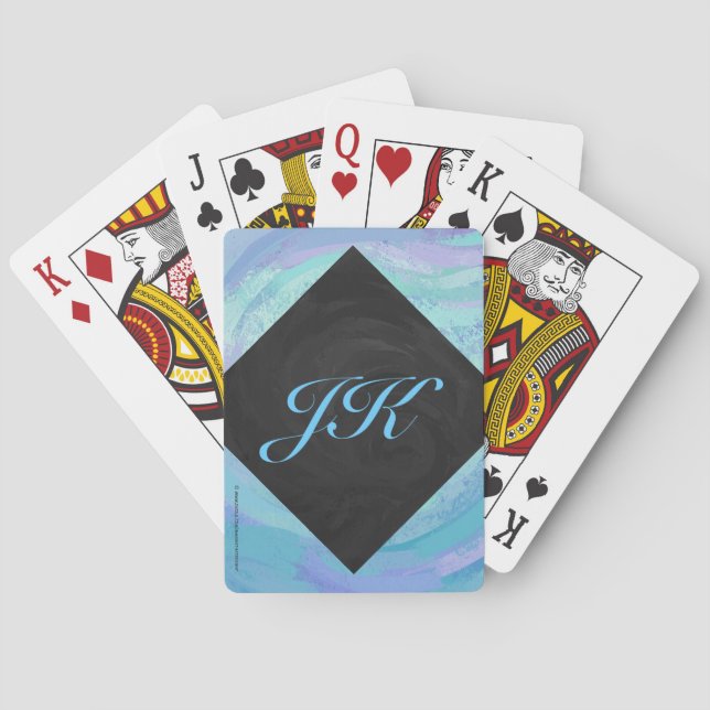 Glacier Blue Monogram Poker Cards (Back)