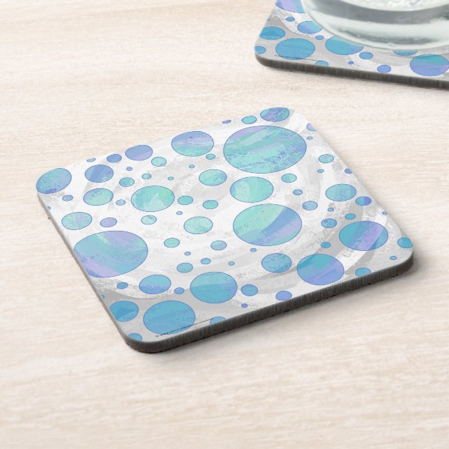 Glacier Blue Polka Dot Pattern Beverage Coaster (Left Side)