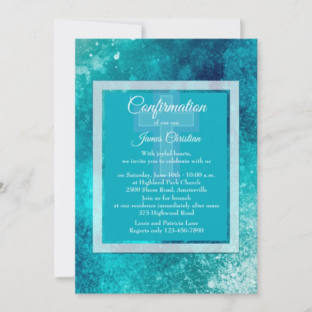 Glacier Blue Religious Invitation (Front)