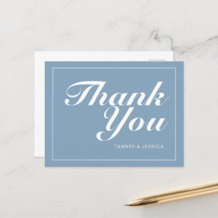 Glacier Blue & White Modern Minimalist Thank You Postcard