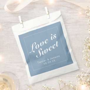 Glacier Blue & White Modern Minimalist Wedding  Favor Bag