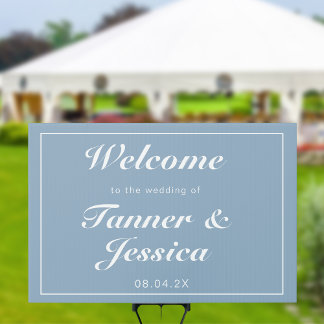 Glacier Blue & White Modern Wedding Welcome Sign