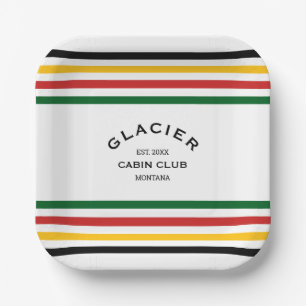 Glacier Cabin Club Custom Crest Park Stripe Paper Plates