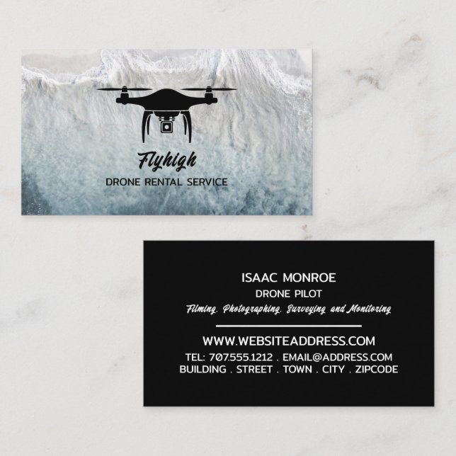 Glacier Drone Silhouette, Drone Pilot Business Card (Front/Back)