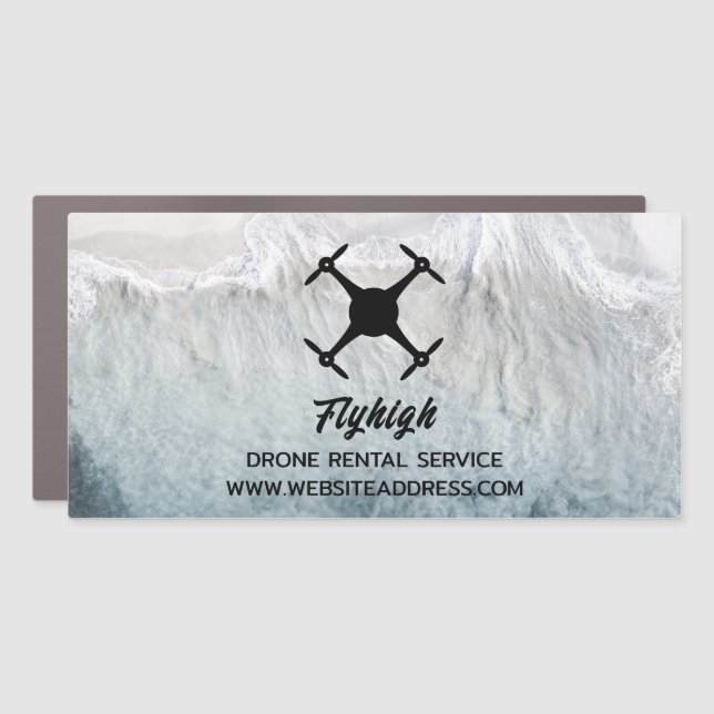 Glacier Drone Silhouette, Drone Rental Company Car Magnet (Front)