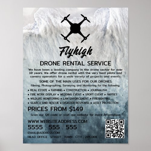 Glacier Drone Silhouette Drone Rental Company Poster