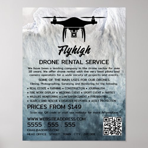 Glacier Drone Silhouette Drone Rental Company Poster