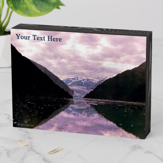 Glacier Fjord Wooden Box Sign (In Situ Horizontal)