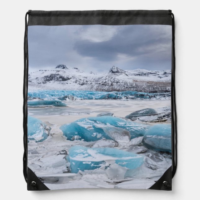 Glacier Ice landscape, Iceland Drawstring Bag (Front)