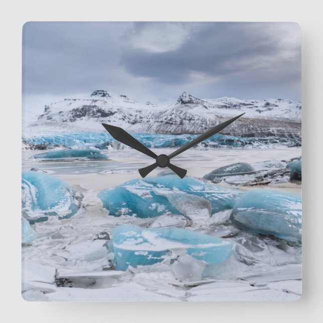 Glacier Ice landscape, Iceland Square Wall Clock (Front)